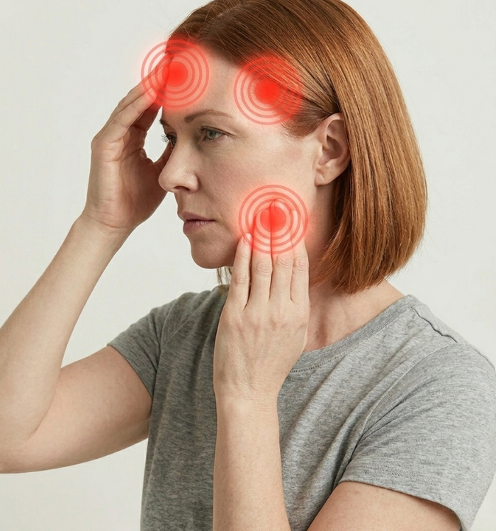 Person with headache or jaw pain